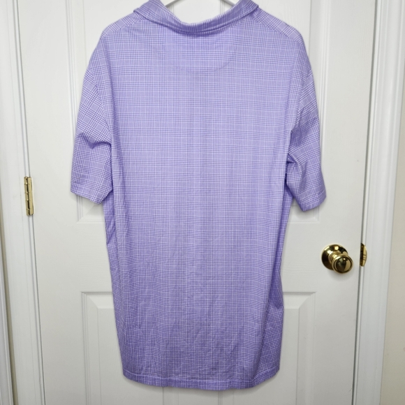 Men's Polo Golf Purple Checkered Polo Golf Shirt 100% Cotton Size XXL - Picture 4 of 6